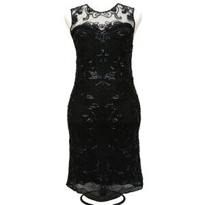 NWT Black Sequin and Mesh Sleeveless Cocktail Dress Sz Small -Poly USA by Neblon